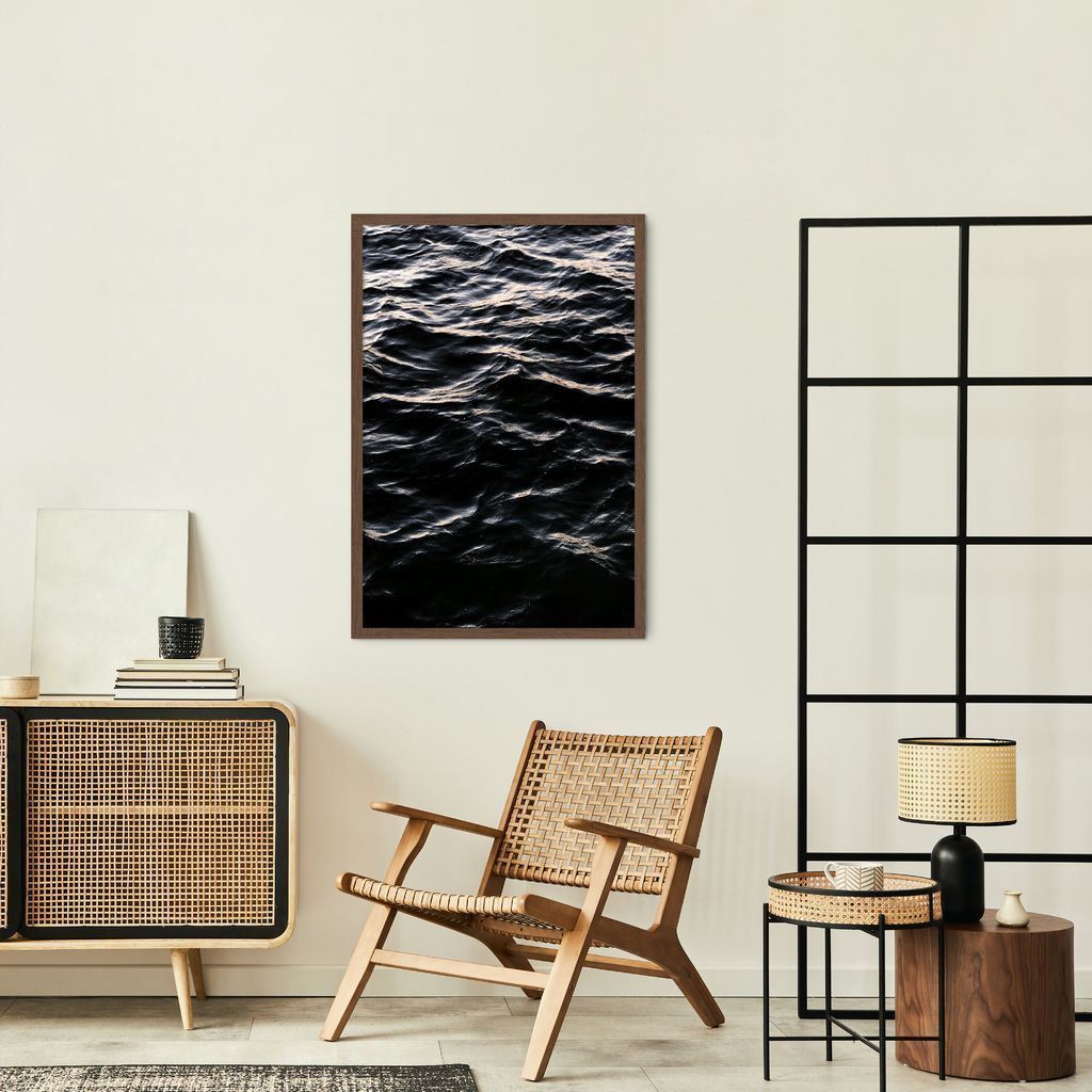 Quadro Black Ocean 100x70 Caixa Marrom
