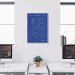 Quadro BluePrint Avião Caça Azul 100x70 Filete Branco Azul