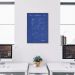 Quadro BluePrint Avião de Caça Azul 60x43 Filete Marrom Azul