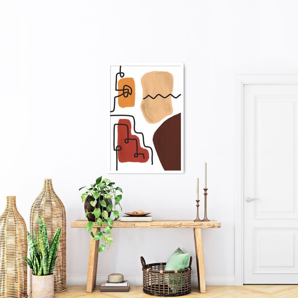 Quadro Bohemian Lines Earthy 43x30 Caixa Branco