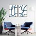 Quadro Boho Linhas Abst Azuis 88x60 2-60x43 Filete Marrom
