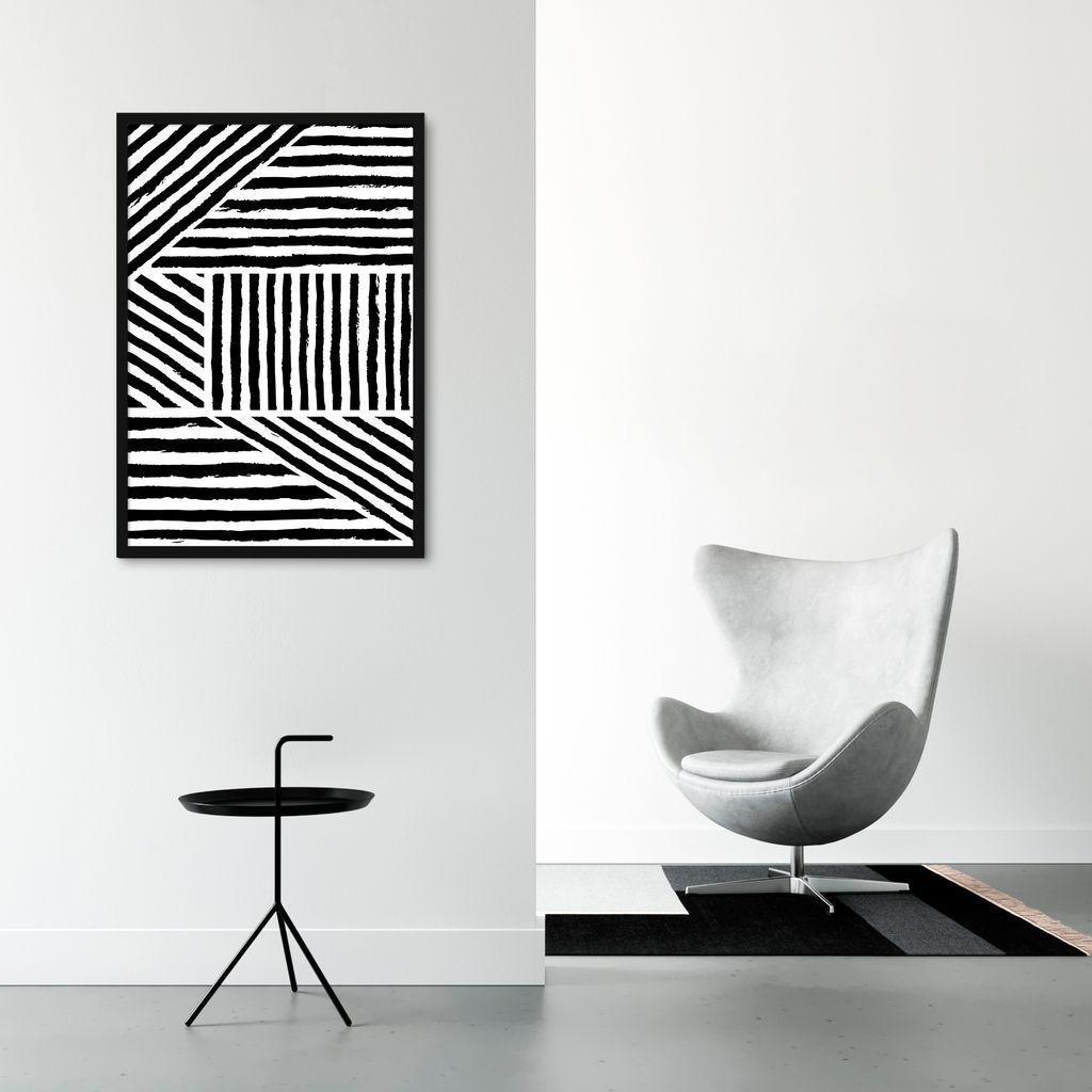 Quadro Boho Zebrado 43x30 Caixa Preto