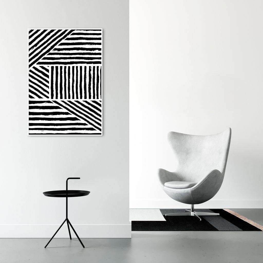 Quadro Boho Zebrado 86x60 Filete Branco