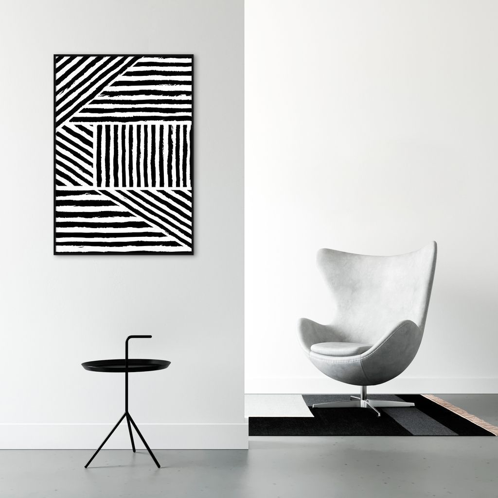Quadro Boho Zebrado 86x60 Filete Preto