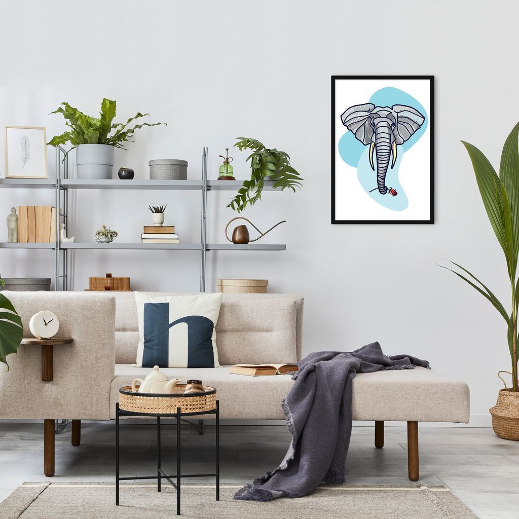 Quadro Bubble Elefante 100x70 Caixa Preto