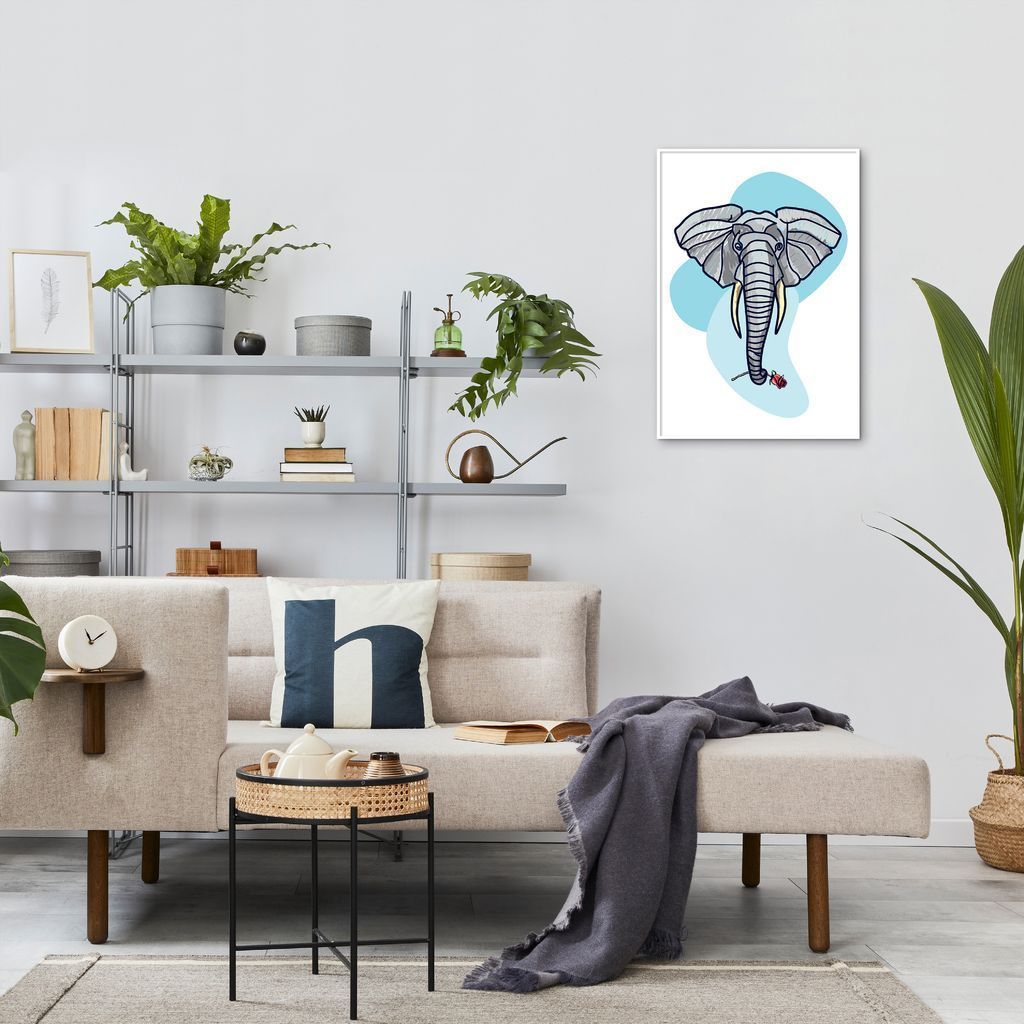 Quadro Bubble Elefante 100x70 Filete Branco