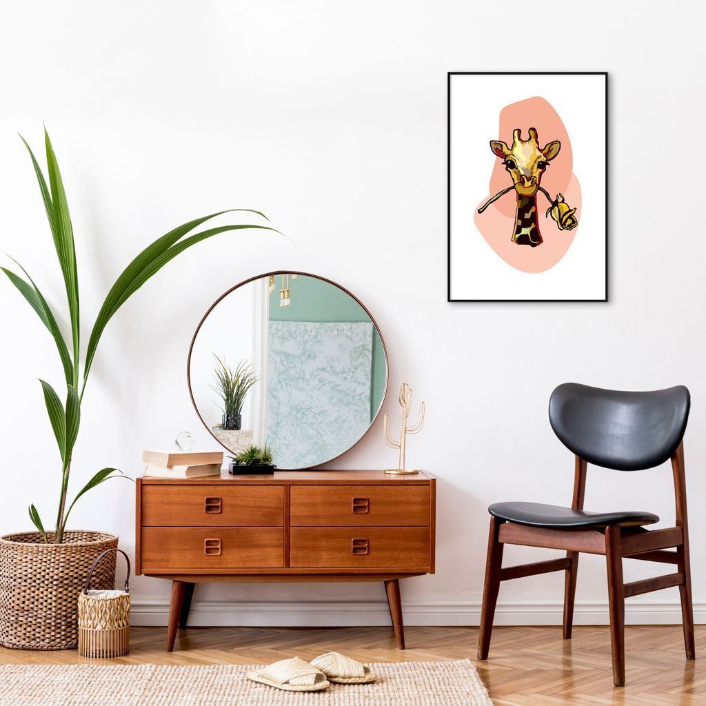 Quadro Bubble Girafa 100x70 Filete Preto
