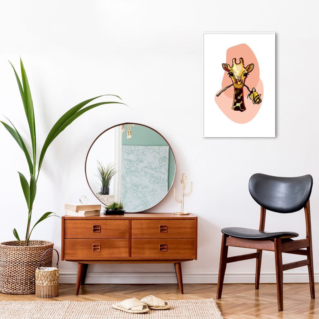 Quadro Bubble Girafa 43x30 Filete Branco