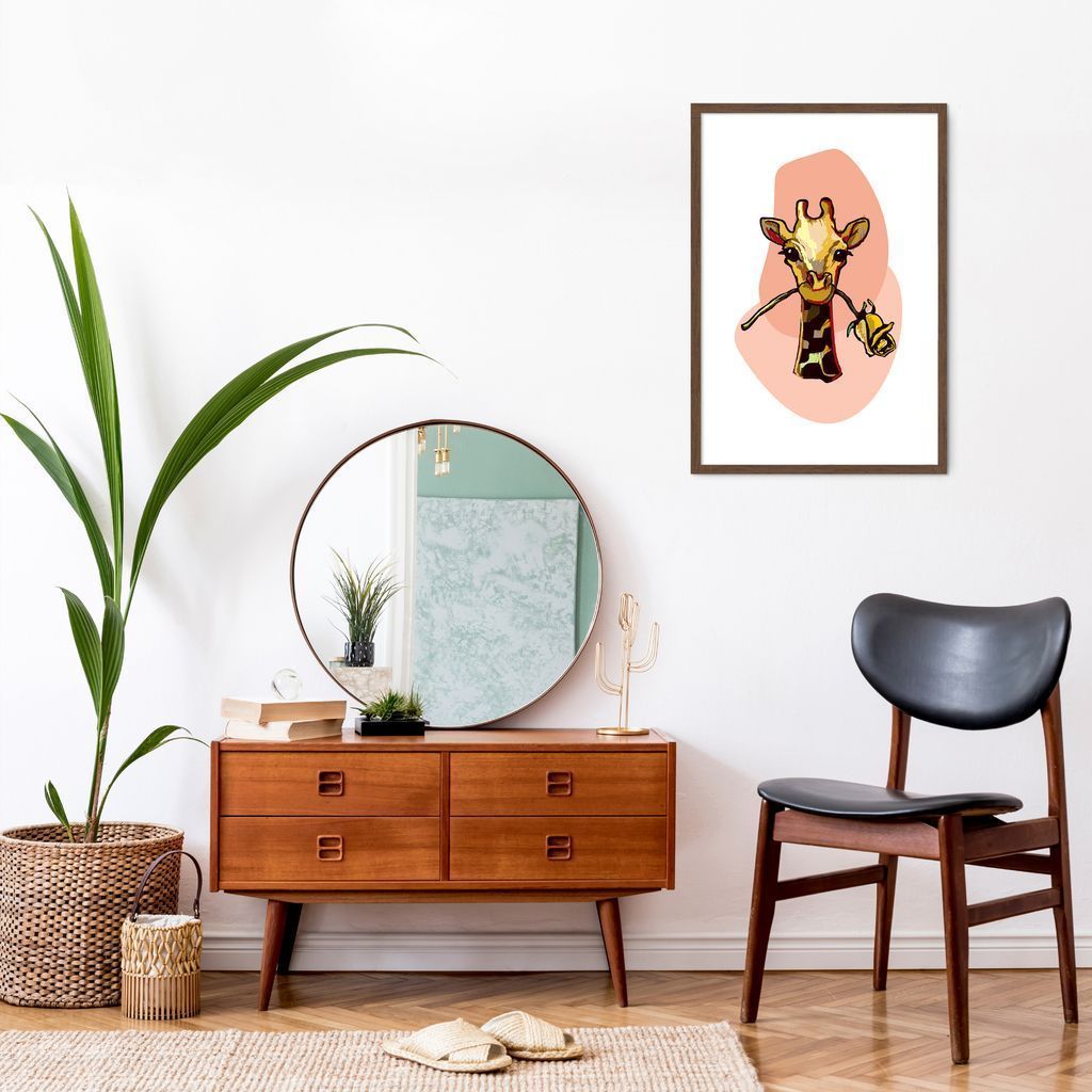 Quadro Bubble Girafa 60x43 Caixa Marrom