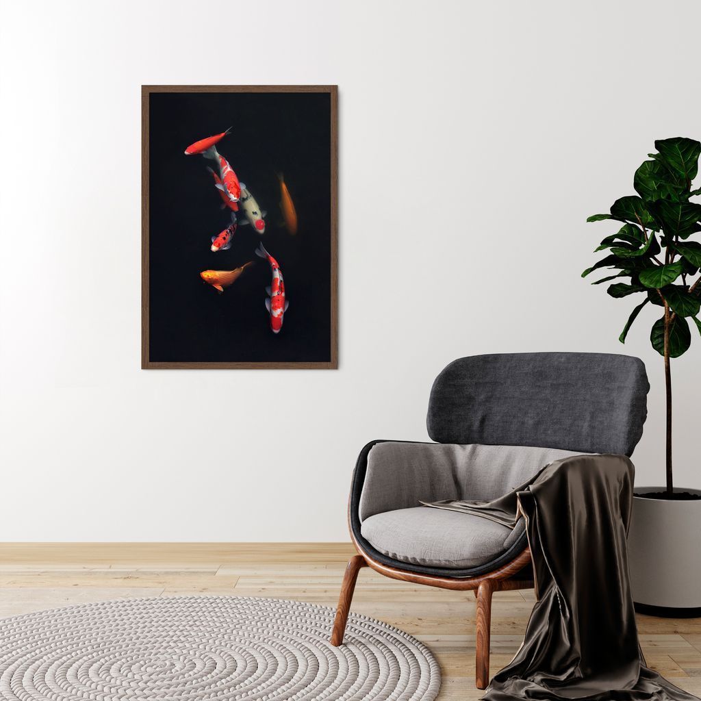 Quadro Carpas Coloridas 100x70 Caixa Marrom