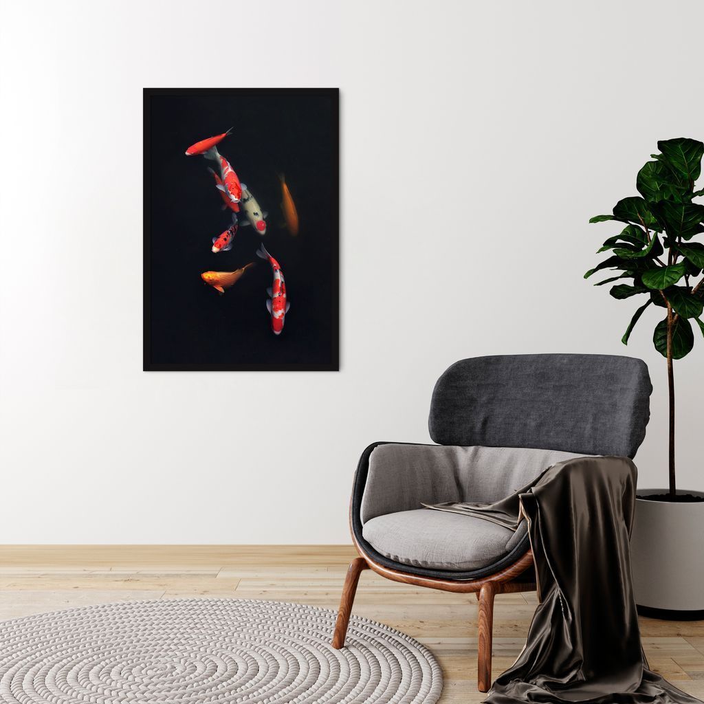 Quadro Carpas Coloridas 100x70 Caixa Preto
