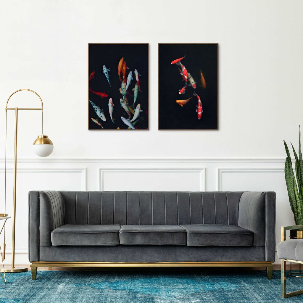 Quadro Carpas Coloridas 142x100 2-100x70 Filete Marrom