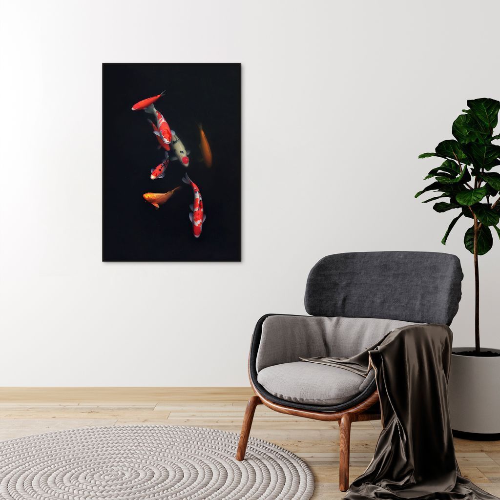 Quadro Carpas Coloridas 60x43 Filete Marrom
