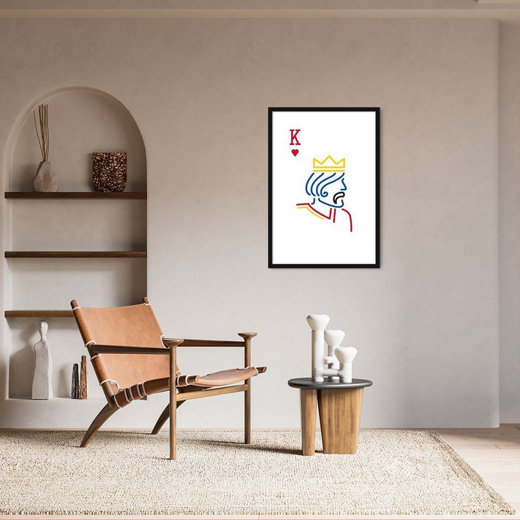 Quadro Carta K Rei Minimalista 100x70 Caixa Preto