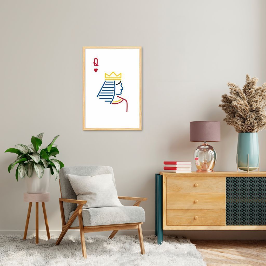 Quadro Carta Q Rainha Minimalista 100x70 Caixa Marfim