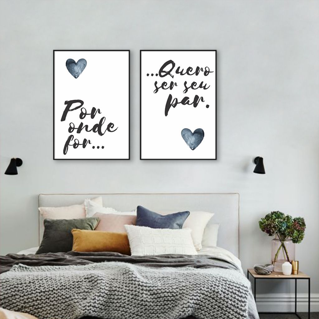 Quadro Casal Ser seu Par 122x86 2-86x60 Filete Preto