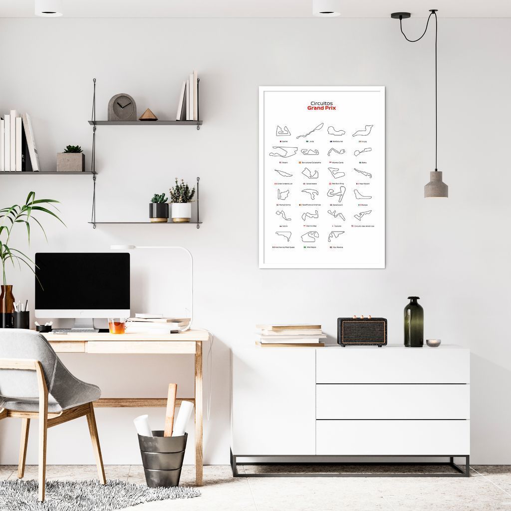 Quadro Circuitos Grand Prix 60x43 Caixa Branco