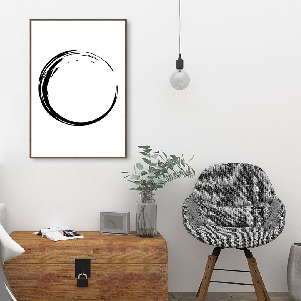 Quadro Circulo Budista Enso 43x30 Filete Marrom
