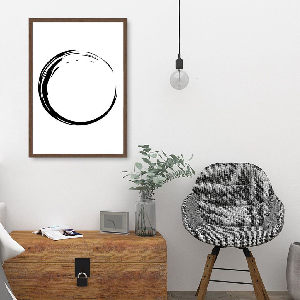 Quadro Circulo Budista Enso 60x43 Caixa Marrom