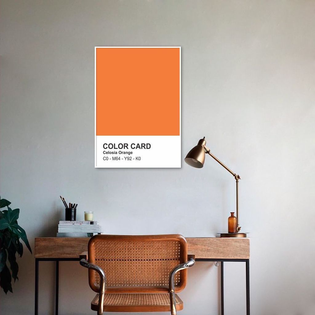 Quadro Color Card Celosia Orange 100x70 Filete Branco