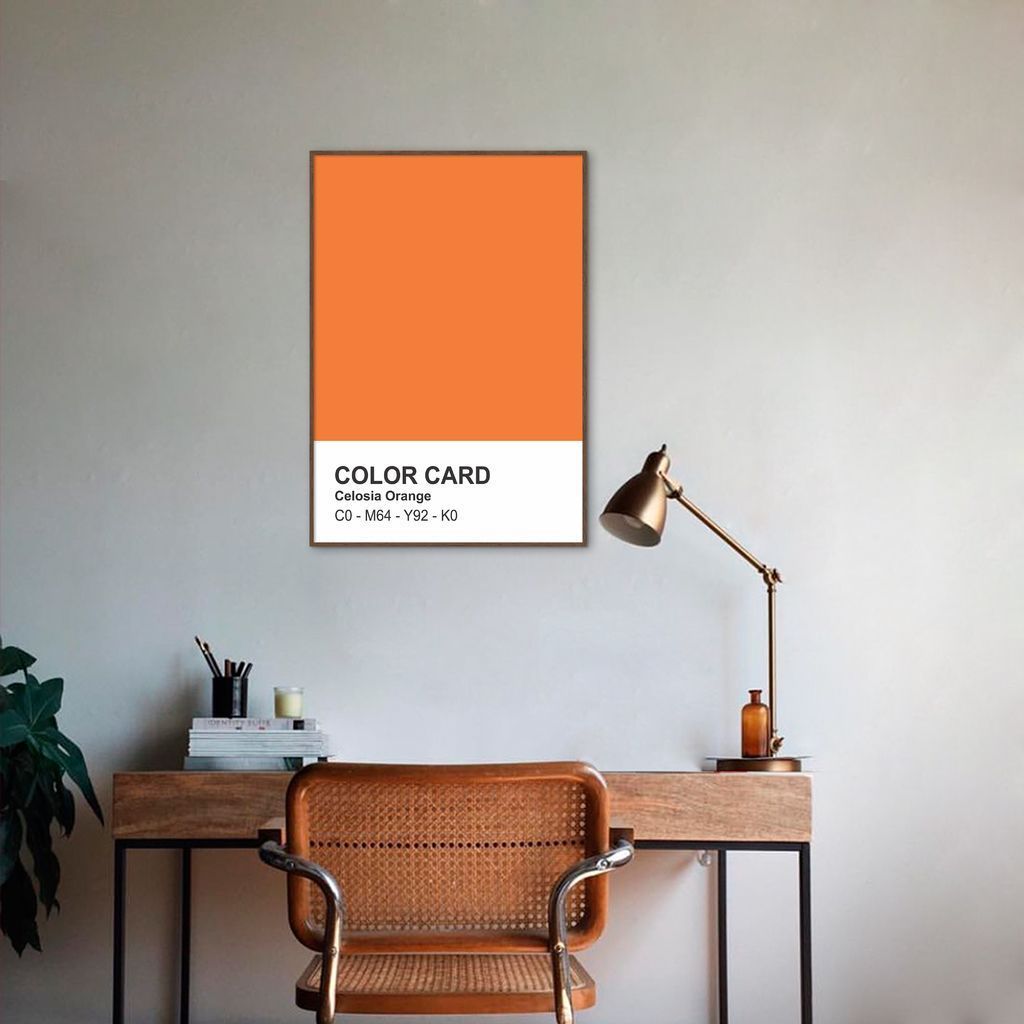 Quadro Color Card Celosia Orange 43x30 Filete Marrom