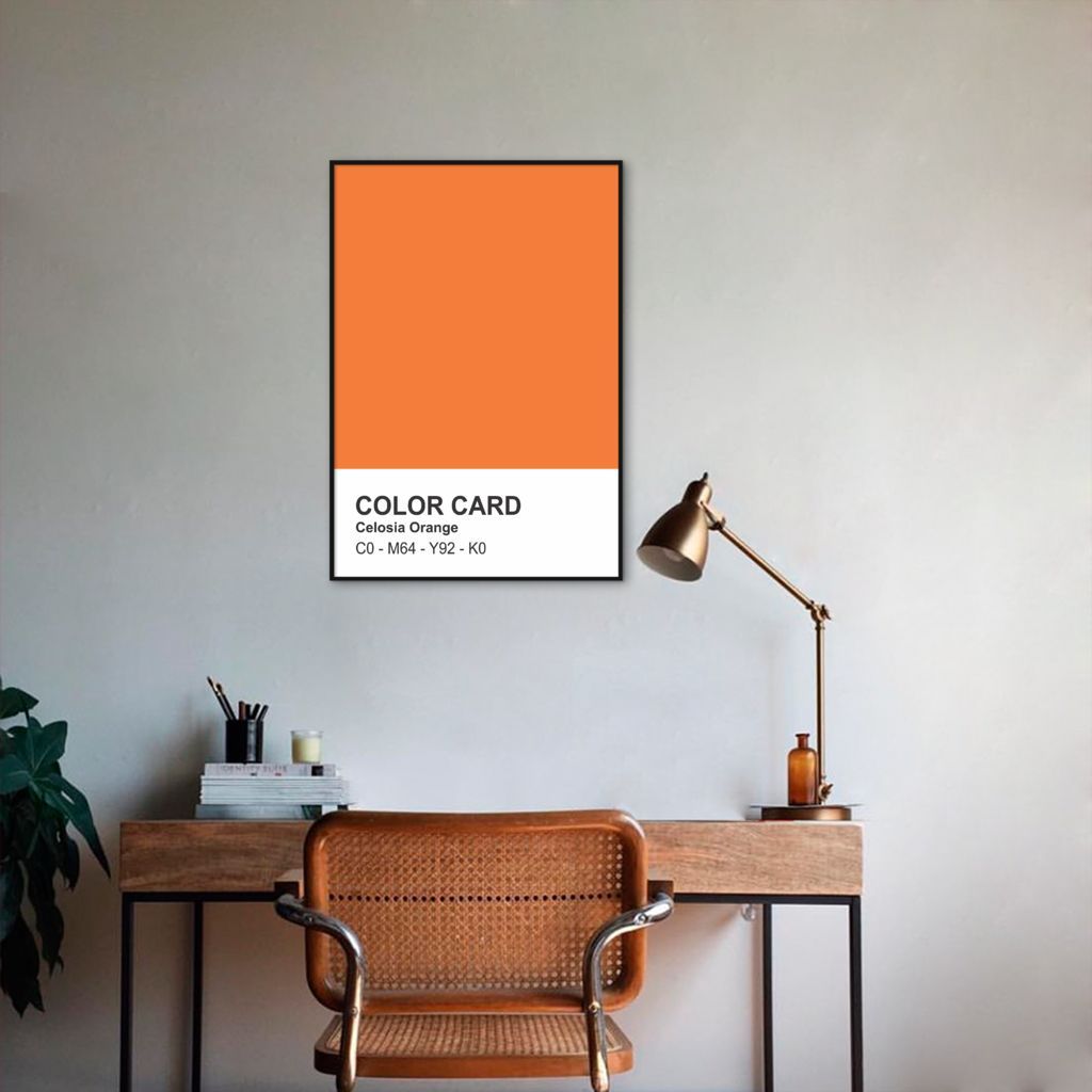Quadro Color Card Celosia Orange 43x30 Filete Preto