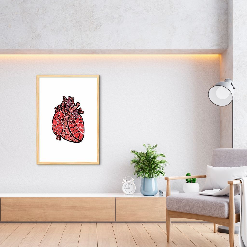 Quadro Coração Color Drawn 43x30 Caixa Marfim