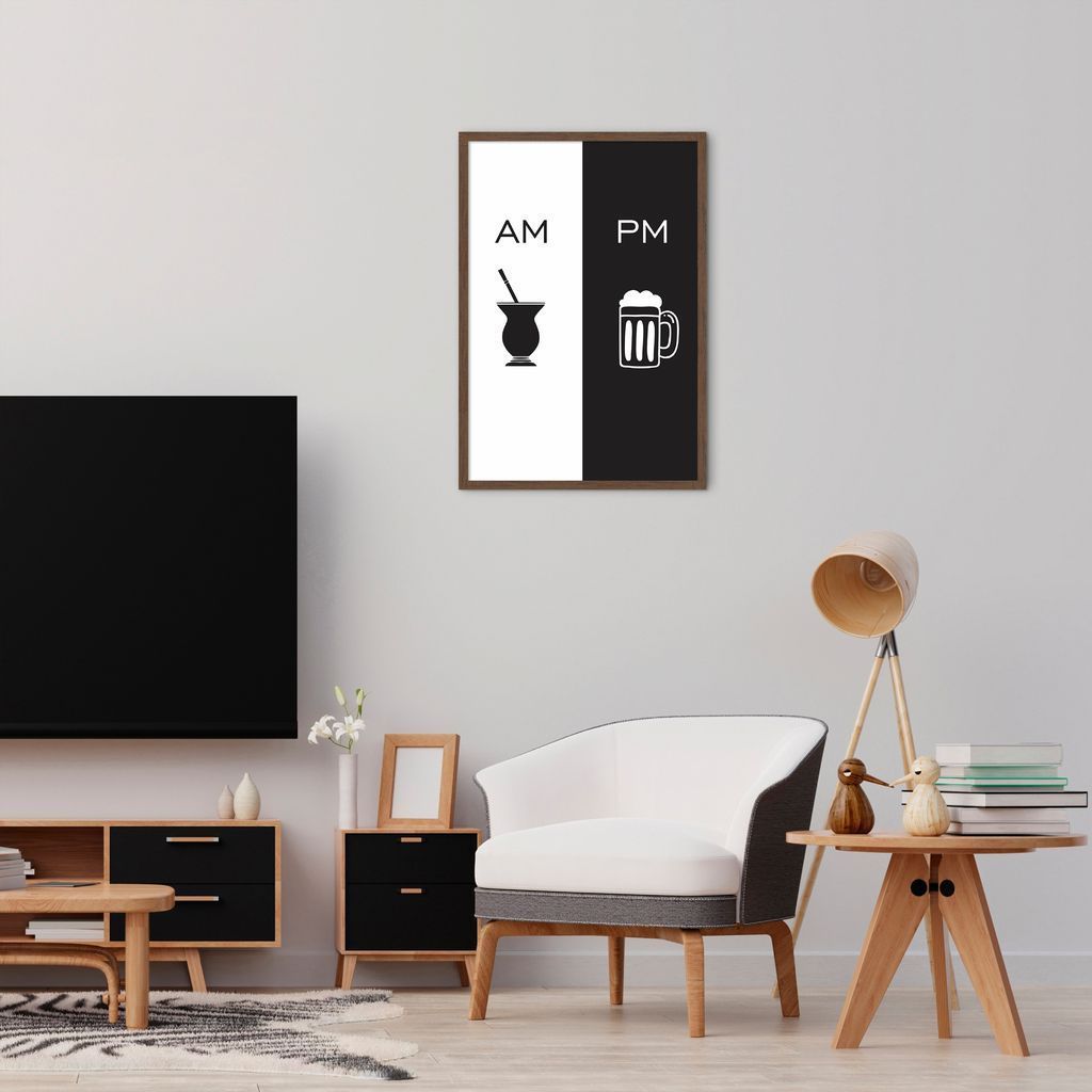 Quadro Cozinha AM PM Chimarrão e Cerveja 100x70 Caixa Marrom