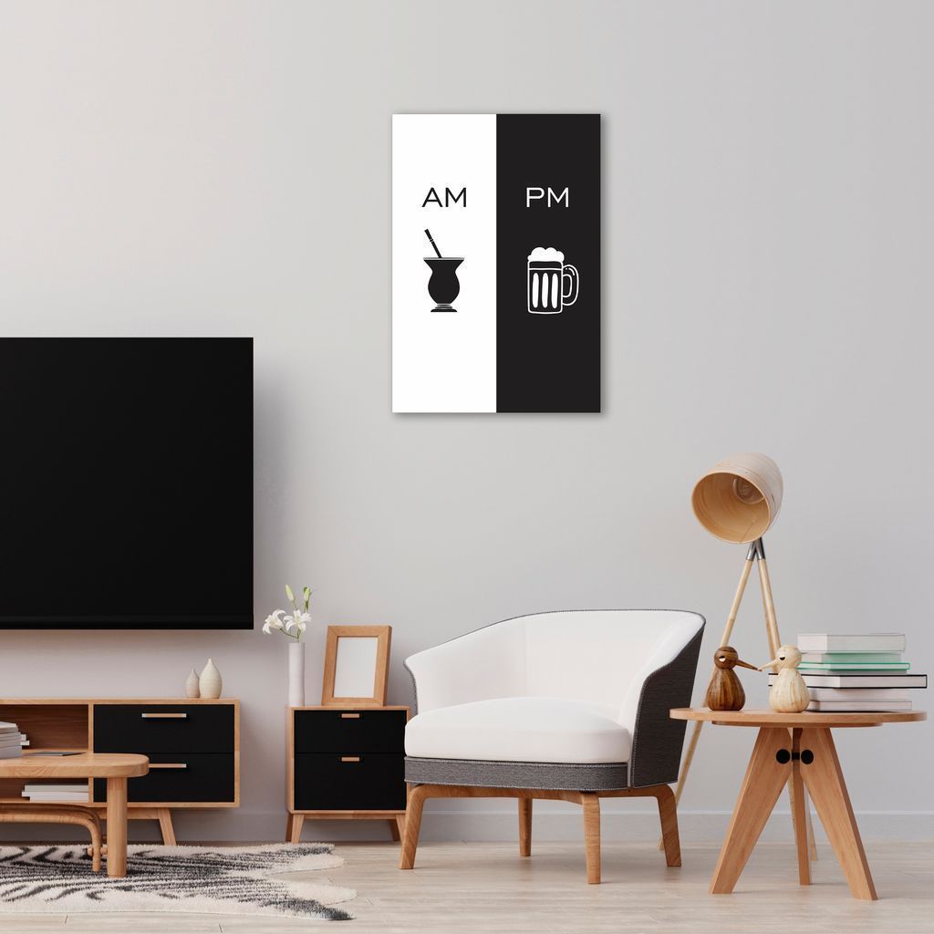 Quadro Cozinha AM PM Chimarrão e Cerveja 100x70 Sem Moldura