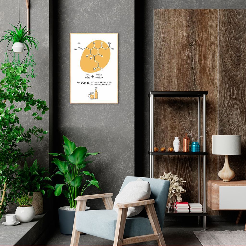 Quadro Cozinha Fórmula da Cerveja 100x70 Filete Marfim