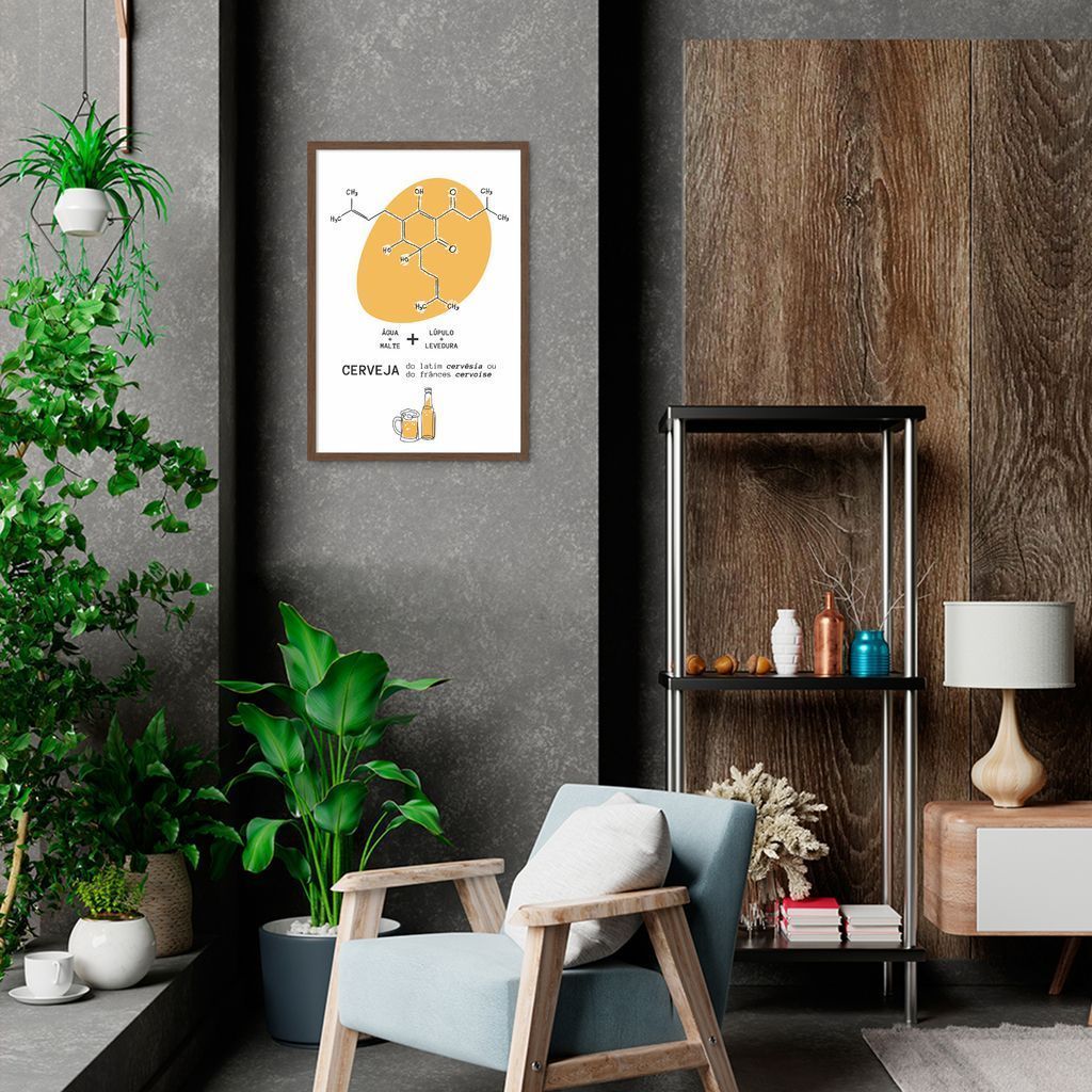 Quadro Cozinha Fórmula da Cerveja 43x30 Caixa Marrom