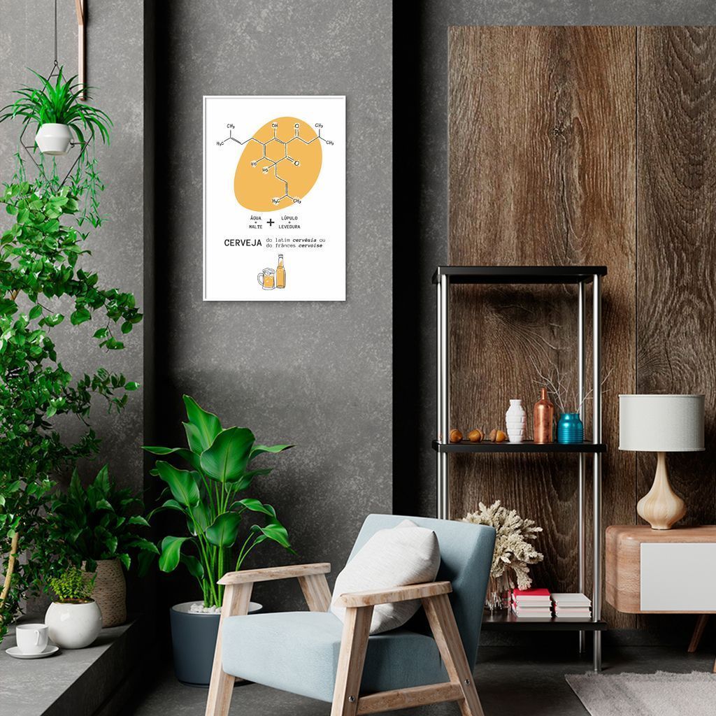Quadro Cozinha Fórmula da Cerveja 60x43 Filete Branco