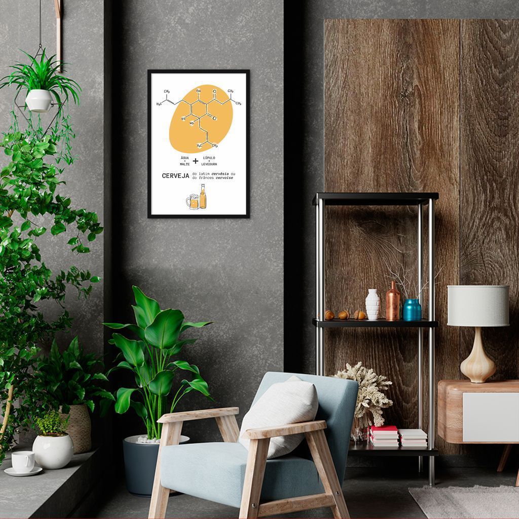 Quadro Cozinha Fórmula da Cerveja 86x60 Caixa Preto
