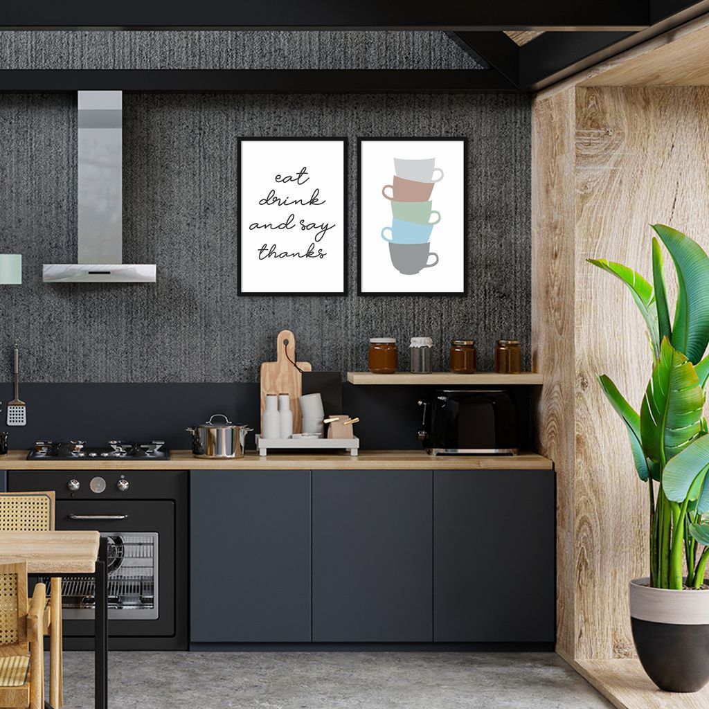 Quadro Cozinha Frasearas 142x100 2-100x70 Caixa Preto