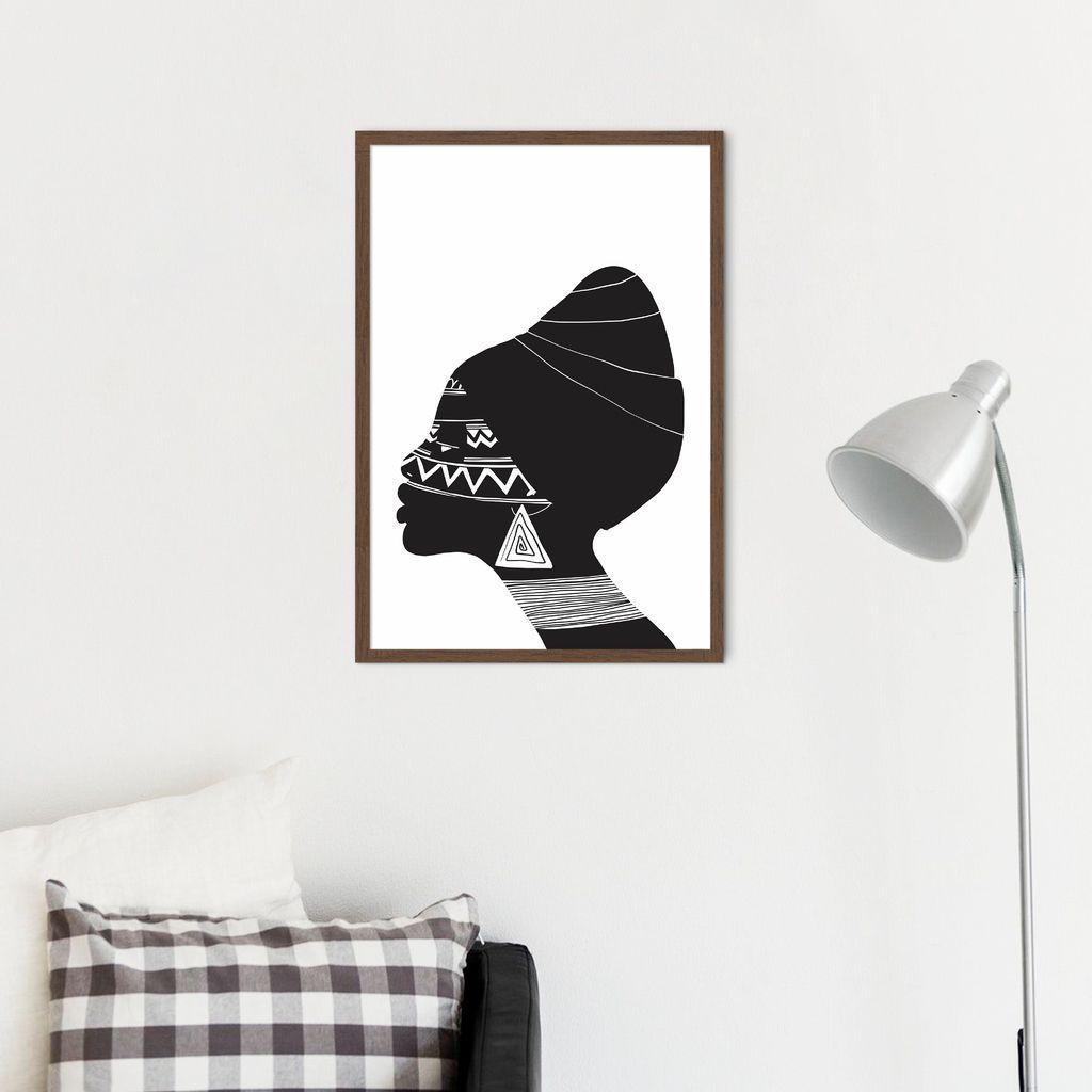 Quadro Cultura Africana Mulher Negra 43x30 Caixa Marrom