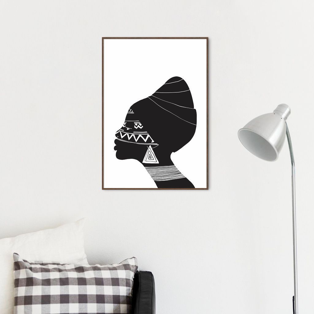 Quadro Cultura Africana Mulher Negra 86x60 Filete Marrom