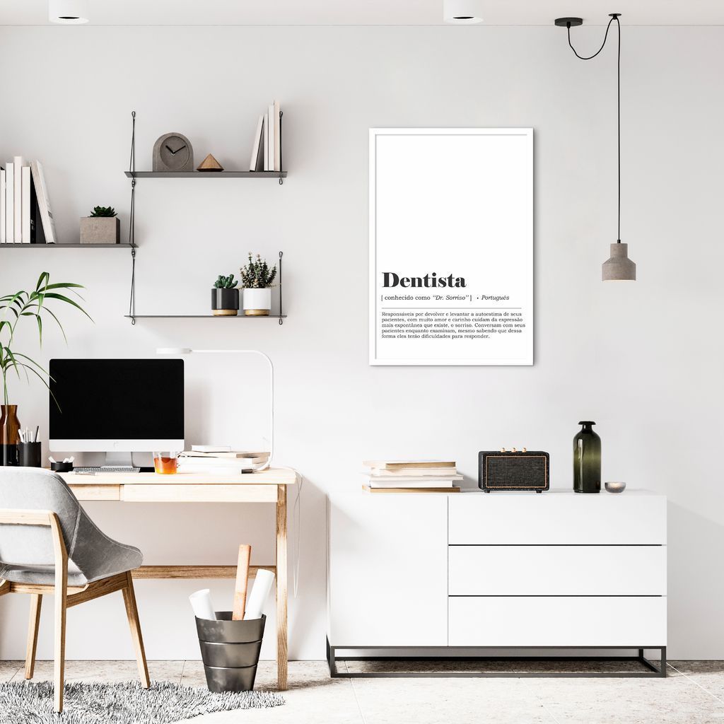 Quadro Divertido Significado Dentista 43x30 Caixa Branco