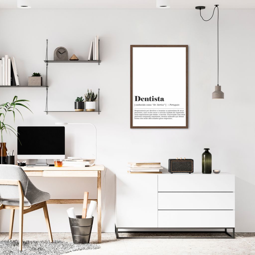 Quadro Divertido Significado Dentista 43x30 Caixa Marrom