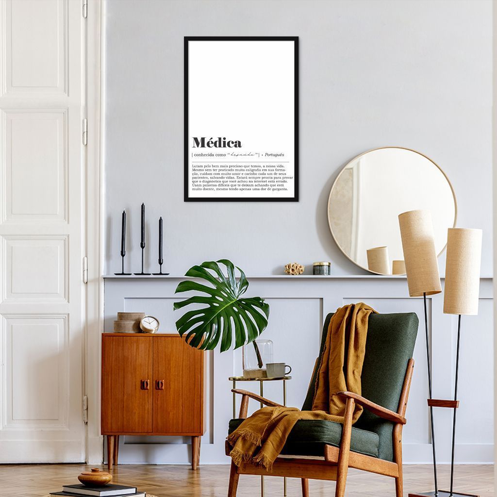 Quadro Divertido Significado Médica 60x43 Caixa Preto