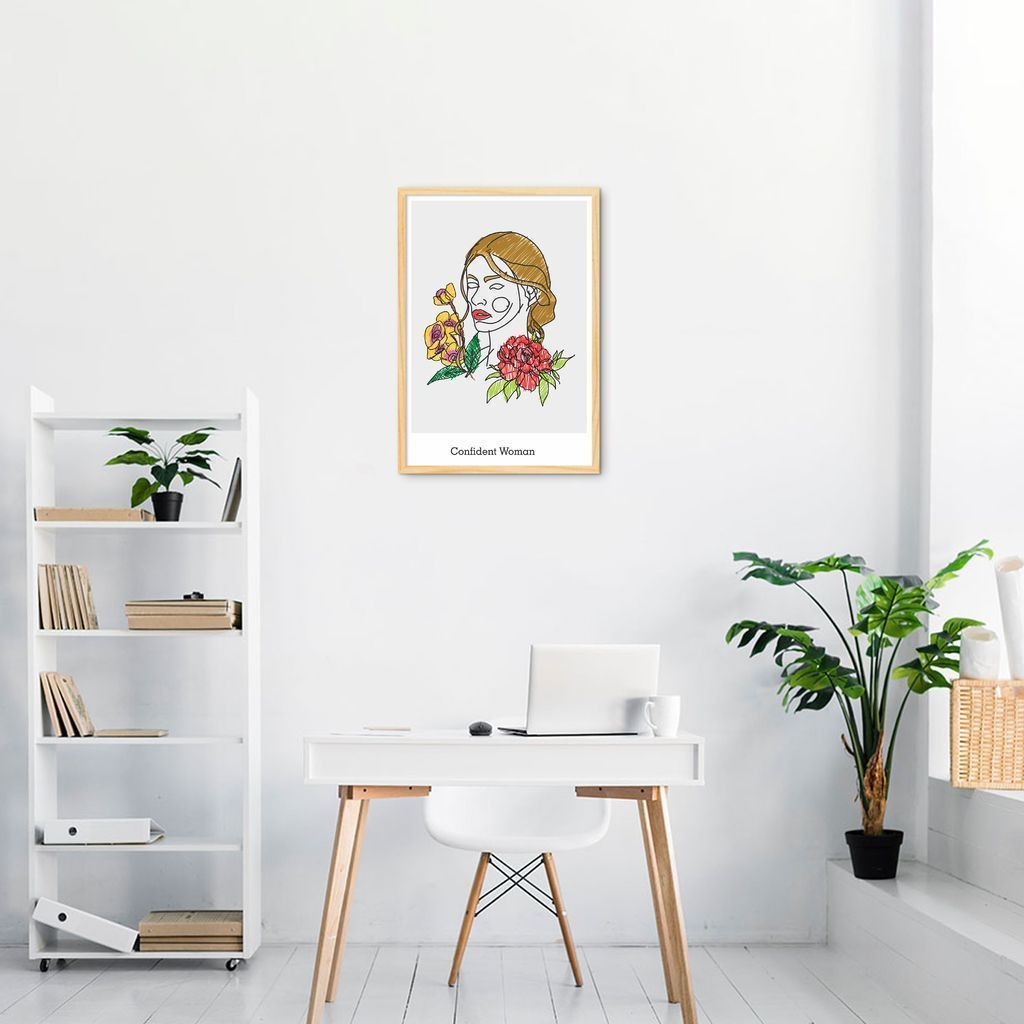 Quadro Drawn Mulher Confiante 100x70 Caixa Marfim