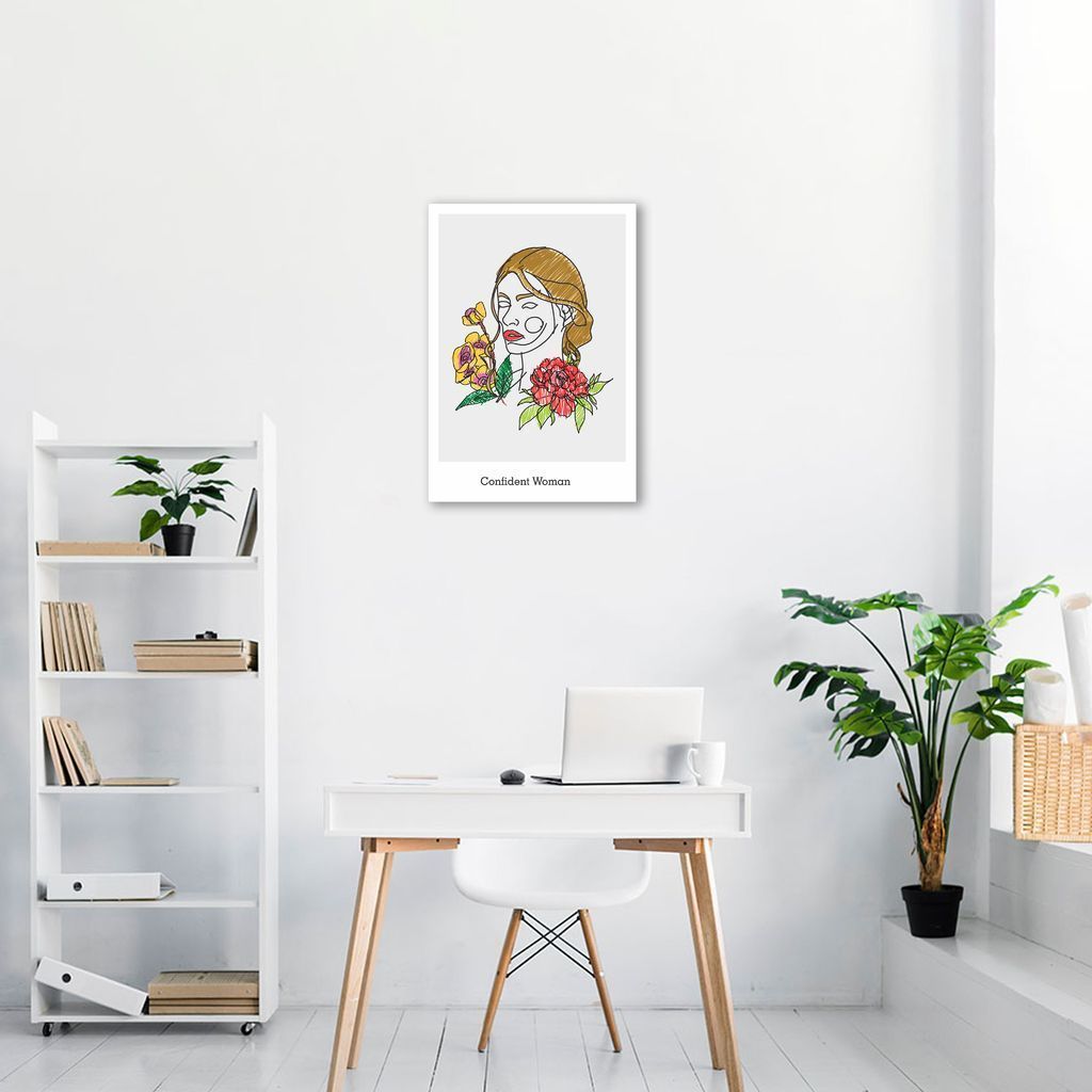 Quadro Drawn Mulher Confiante 43x30 Sem Moldura