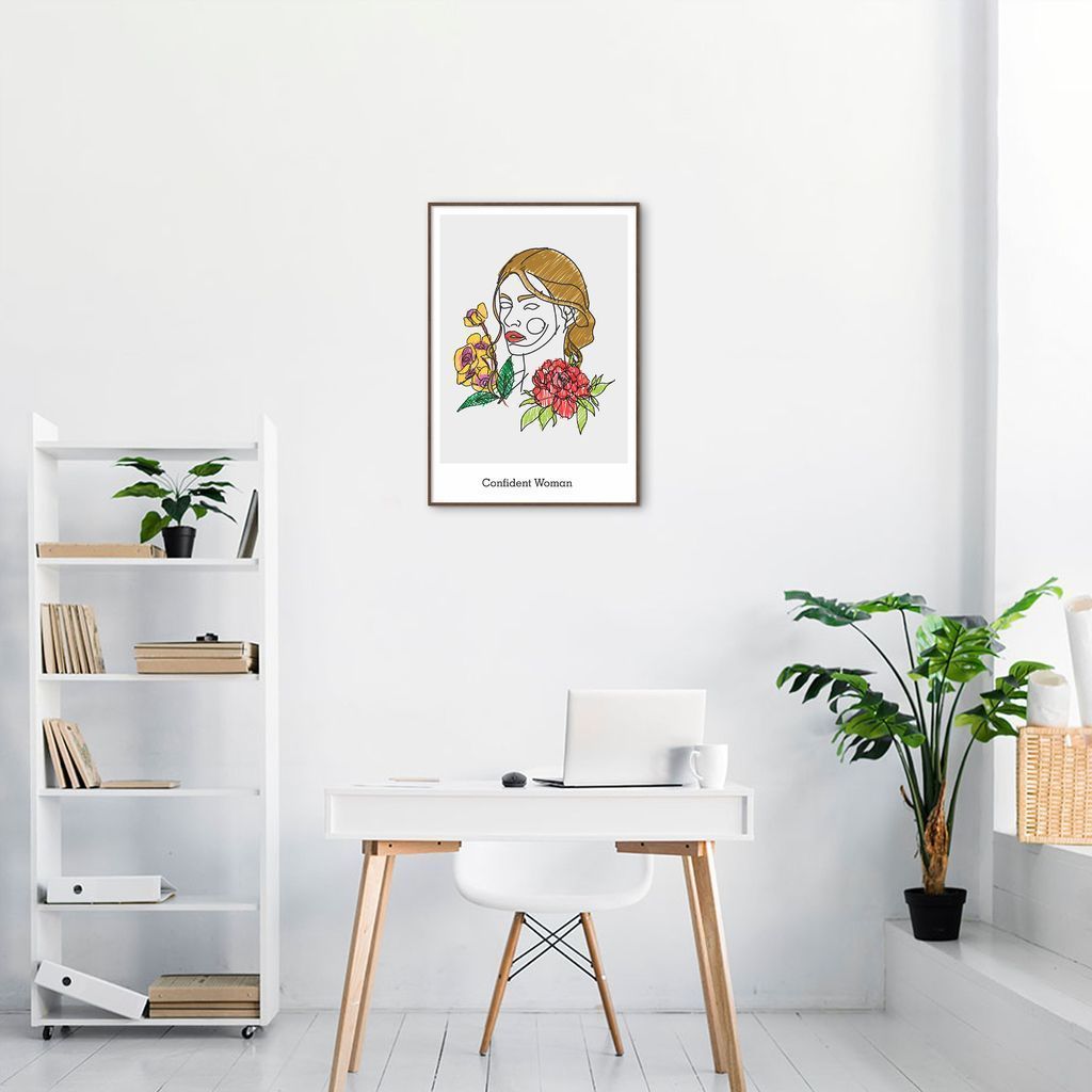 Quadro Drawn Mulher Confiante 86x60 Filete Marrom