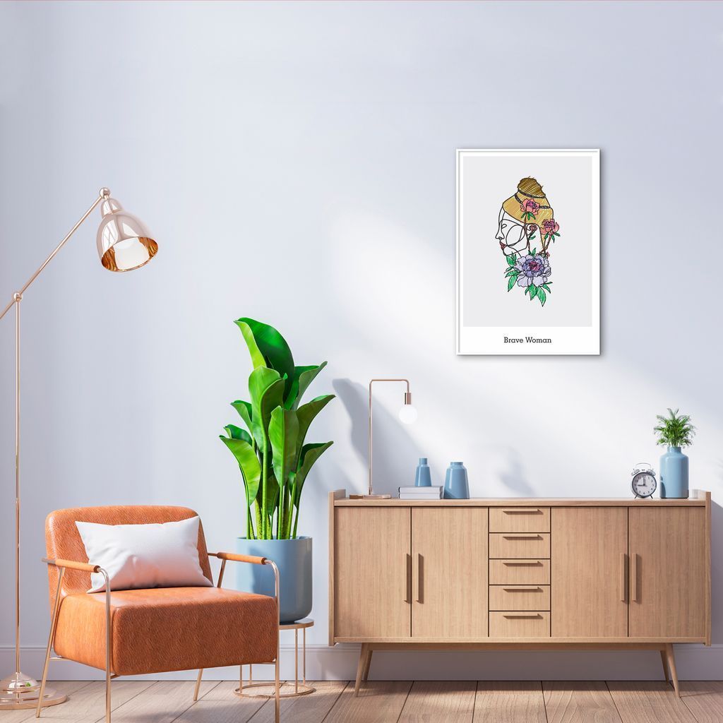 Quadro Drawn Mulher Corajosa 100x70 Filete Branco
