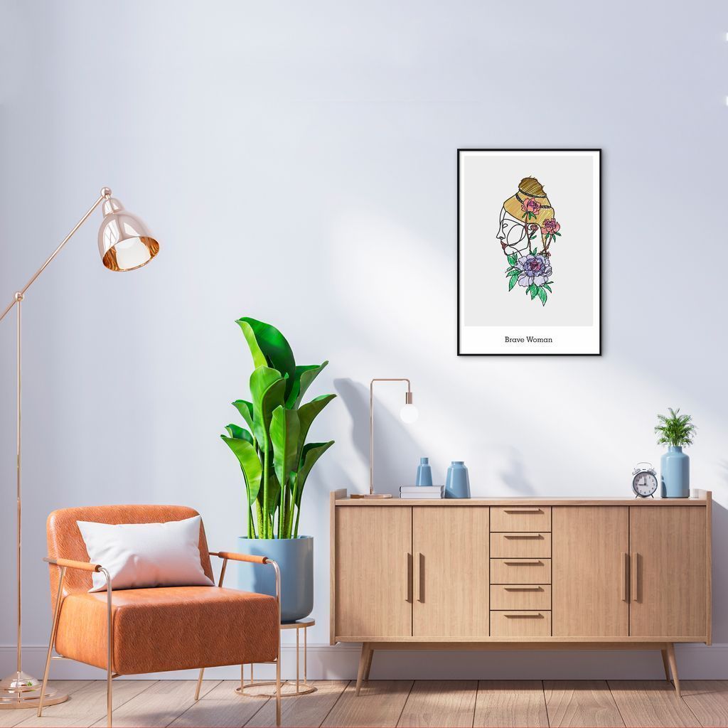 Quadro Drawn Mulher Corajosa 43x30 Filete Preto