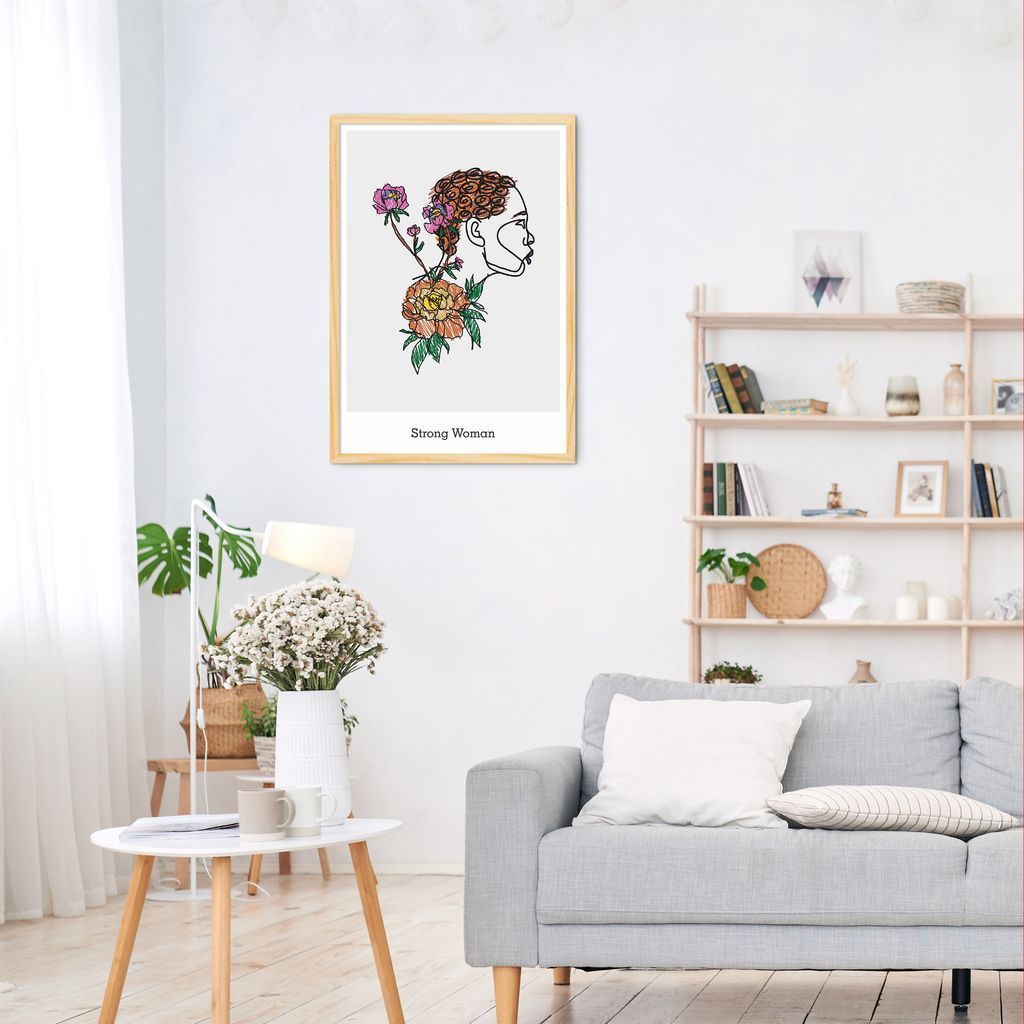 Quadro Drawn Mulher Forte 100x70 Caixa Marfim