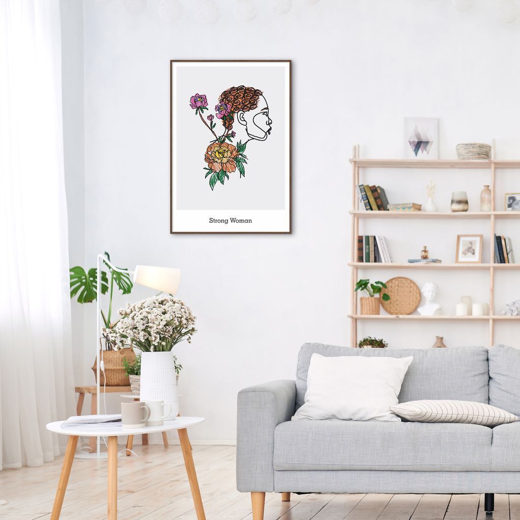Quadro Drawn Mulher Forte 100x70 Filete Marrom