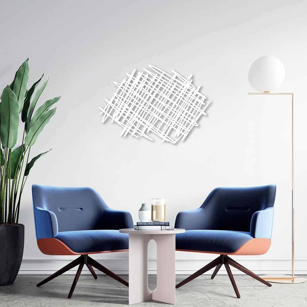Quadro Escultura Abstract Scribble 120x84 Branco