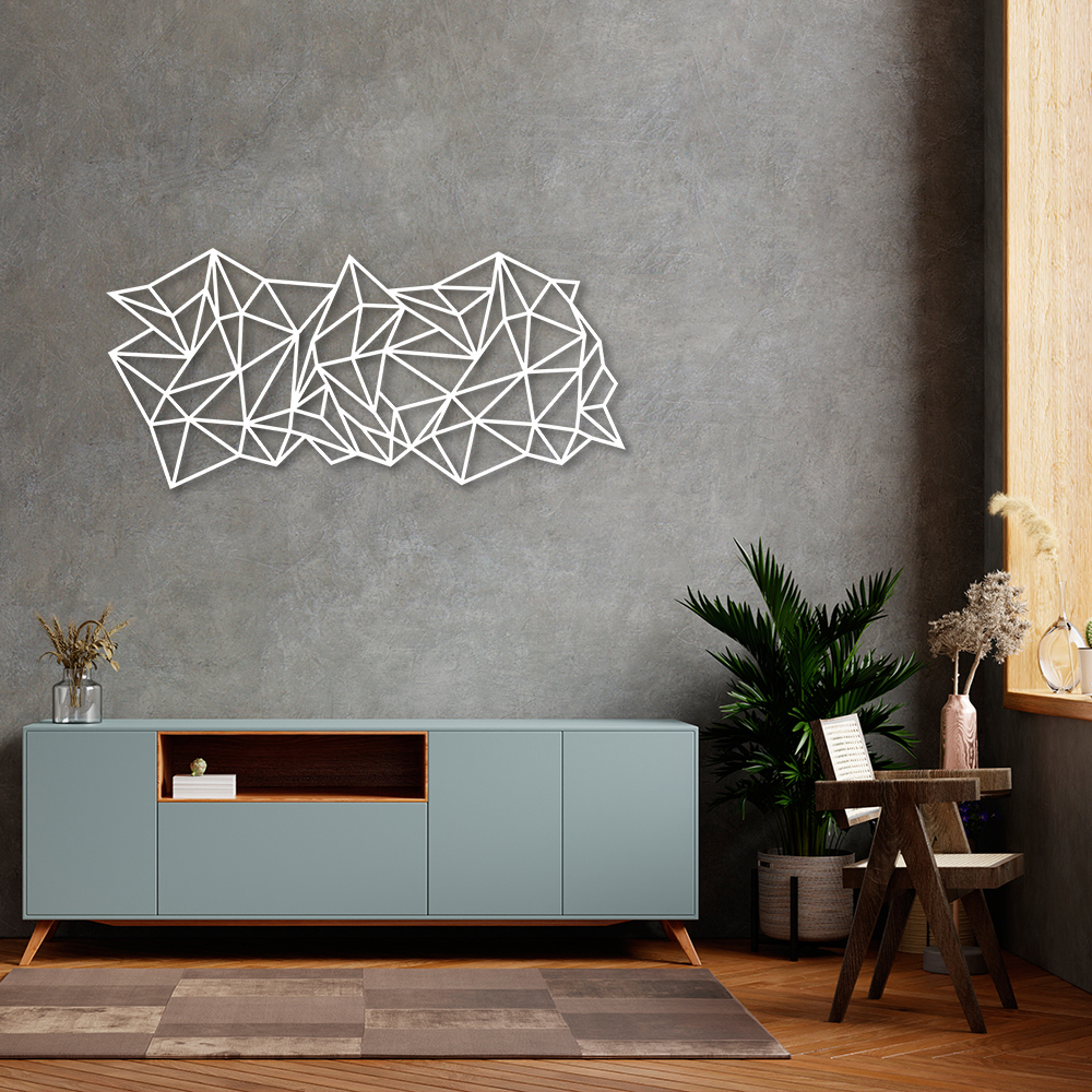 Quadro Escultura Abstrata Gravidade Poligonal 150x148 Branco