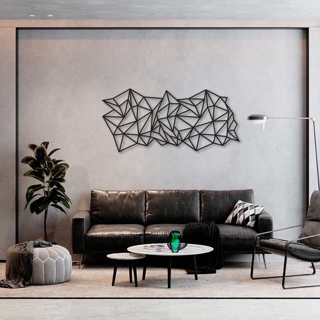 Quadro Escultura Abstrata Gravidade Poligonal 150x148 Preto