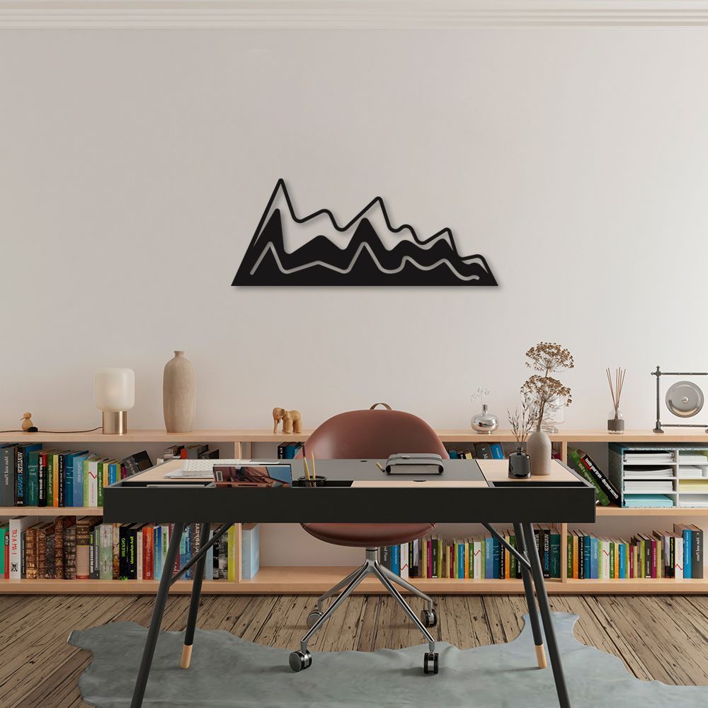 Quadro Escultura Abstrata Moving Mountain 200x80 Preto